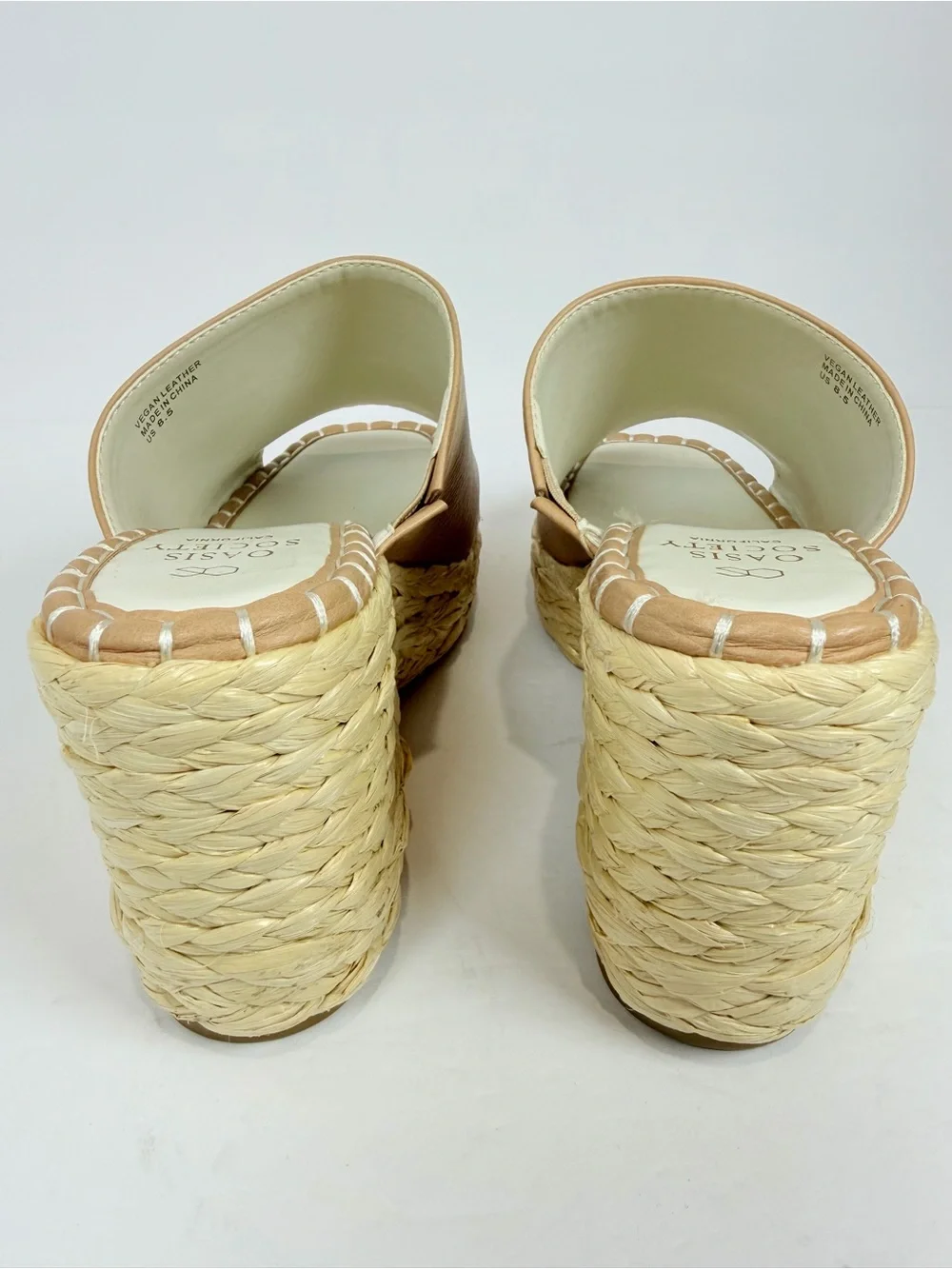 Oasis Society Neutral Tan Espadrille Wedge Slide - Comfy‎ Platform Sandals 8.5